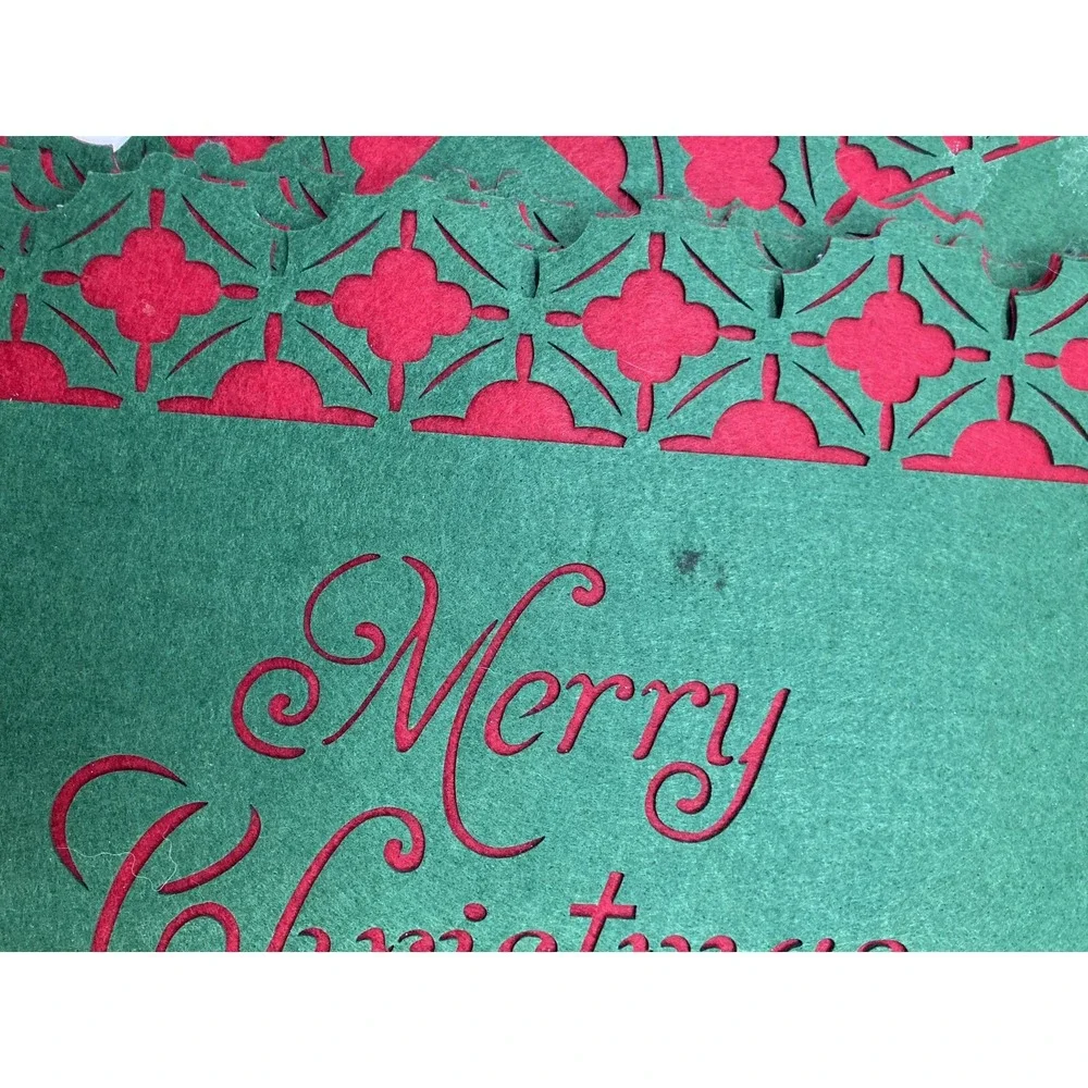 Six Vtg Laser Cut Pier One Felt Placemats‎ Red & White 13 X 18 